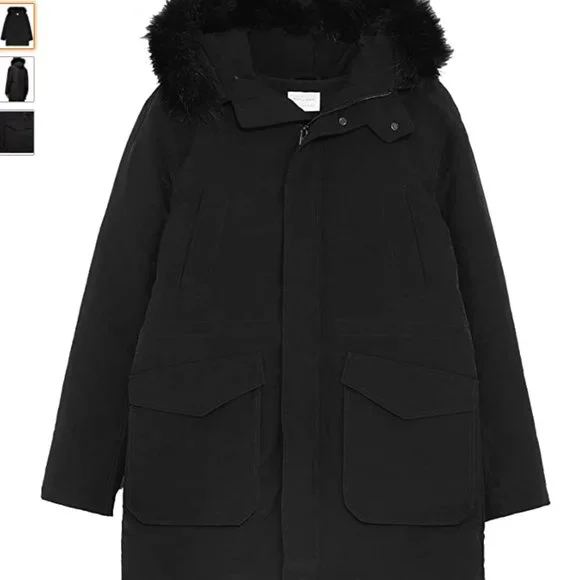Zara MAN Long Quilted Coat With Faux Fur Hood - Picture 3 of 12